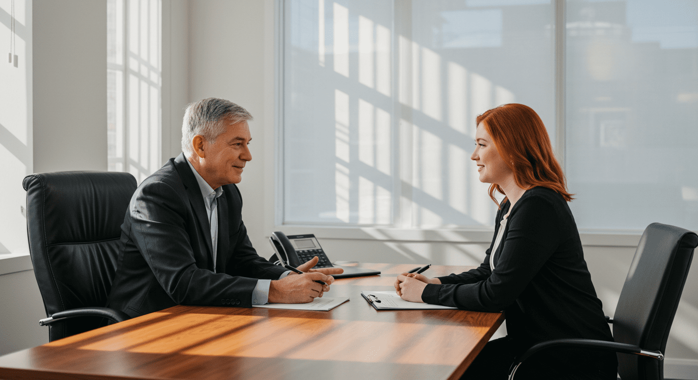 a professor interviewing a student candidate for scholarship